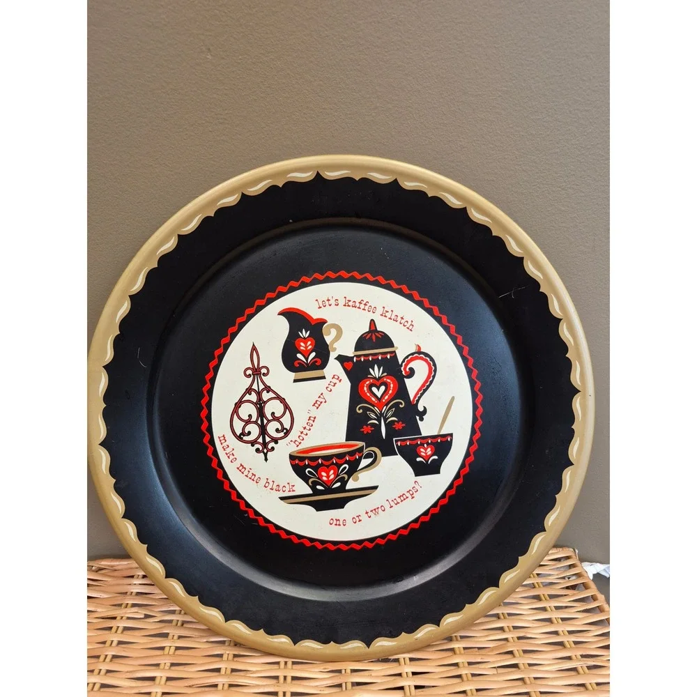 Large Vintage Kaffee Klatch Metal Tray Mid Century Coffee Kitchen Wall Decor mcm